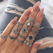 Load image into Gallery viewer, Lotus Silver Ring Set